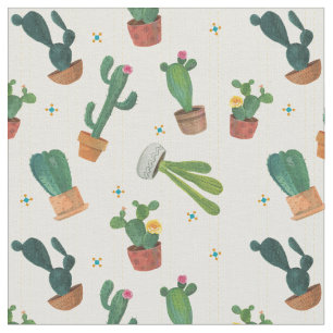 Cactus Whimsy Toss Print Fabric Stof
