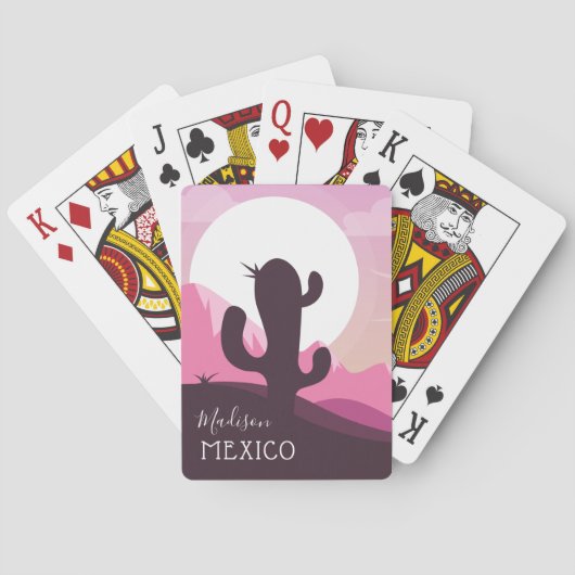 Cactus Woestijn aangepaste naam & tekst speelkaart Pokerkaarten (Achterkant)