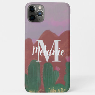 Cactus Woestijn Bergen Met de Hand Getekende Kunst iPhone 11 Pro Max Hoesje
