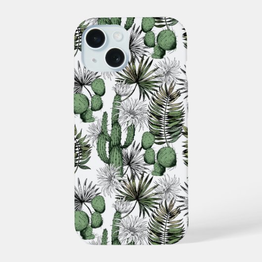 Cactus woestijnpatroon iPhone 15 hoesje (Achterkant)