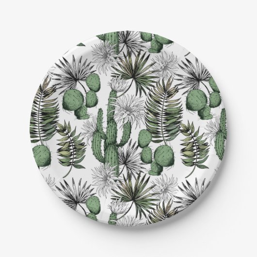Cactus woestijnpatroon papieren bordje (Voorkant)