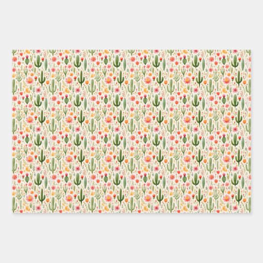 Cactus Wrapping Paper Flat Sheet Set van 3 (Voorkant 2)