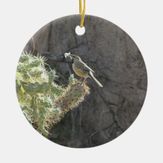 Cactus Wren Keramisch Ornament (Voorkant)