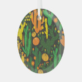 Cactus : zwart naadloos patroon. glas ornament (Voorkant links)