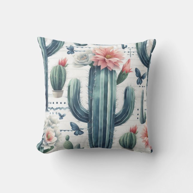 Cactusbloemen Kussen (Voorkant)