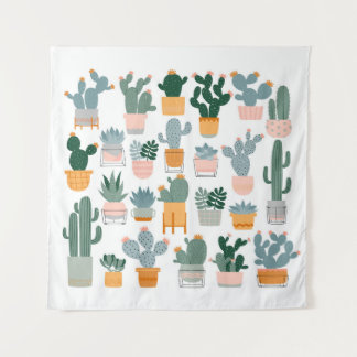 Cactuscollectie in Potten Ontwerp Wandkleed
