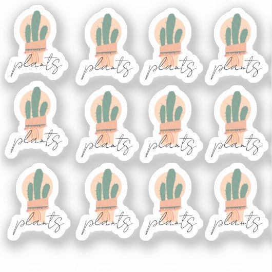 Cactusplanten Elegant Script Sticker Set (Voorkant)
