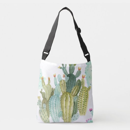 cactussen bloeiend Waterverf patroon Crossbody Tas (Voorkant)