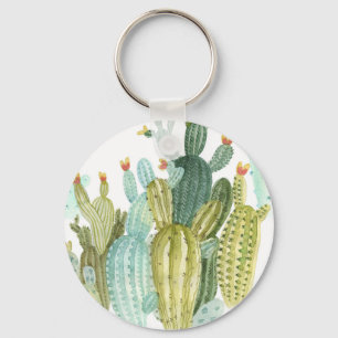 cactussen bloeiend Waterverf patroon Sleutelhanger
