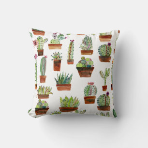 Cactussen Charm: Waterverf vettige textuur. Kussen