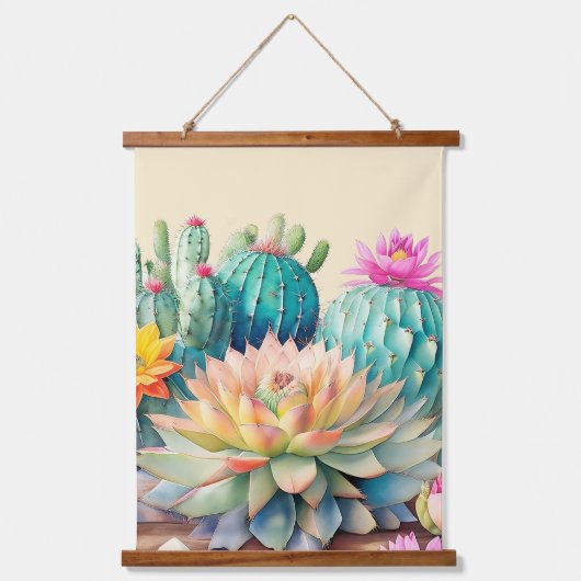 Cactussen en succulent hangend wandkleed (Voorkant)