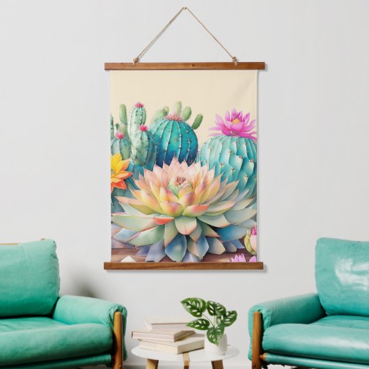 Cactussen en succulent hangend wandkleed (Woonkamer)