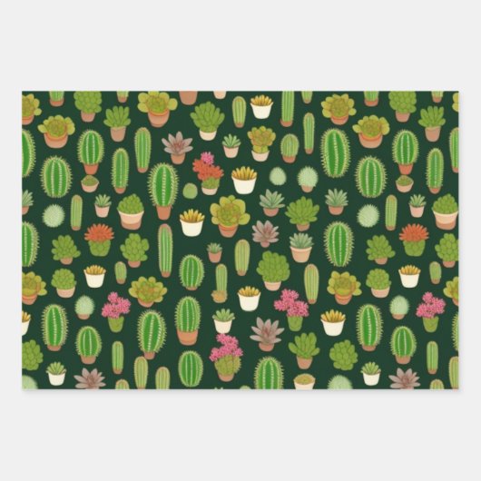 Cactussen en Succulent Wonderland Inpakpapier Vel (Voorkant 3)