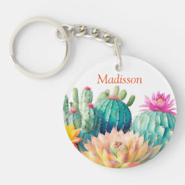 Cactussen en vetplant met naam sleutelhanger