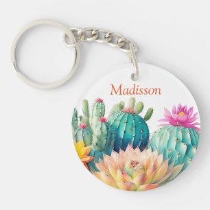 Cactussen en vetplant met naam sleutelhanger