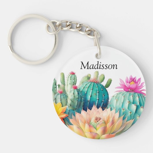 Cactussen en vetplant met naam sleutelhanger (Voorkant)