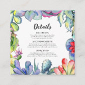 Cactussen en vetplanten bruiloft gastinformatie informatiekaartje (Voorkant)