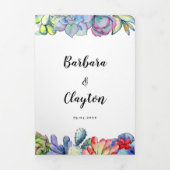 Cactussen en vetplanten waterverf Alles in één bru Drieluik Uitnodiging (Cover)