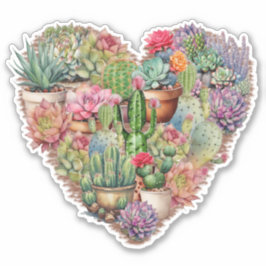 Cactussen in een hart vorm Vinyl Sticker