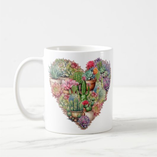 Cactussen in hartvorm koffiemok (Links)