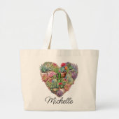 Cactussen in hartvorm met naam grote tote bag (Voorkant)