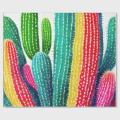 Cactussen in levendige kleuren cadeaupapier (Vlak)