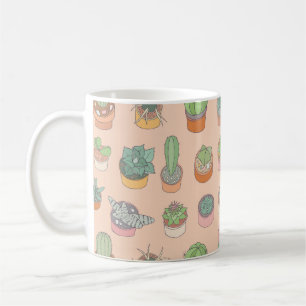 Cactussen in potten,  patroon. koffiemok