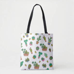 cactussen: naadloos patroonontwerp. draagtas