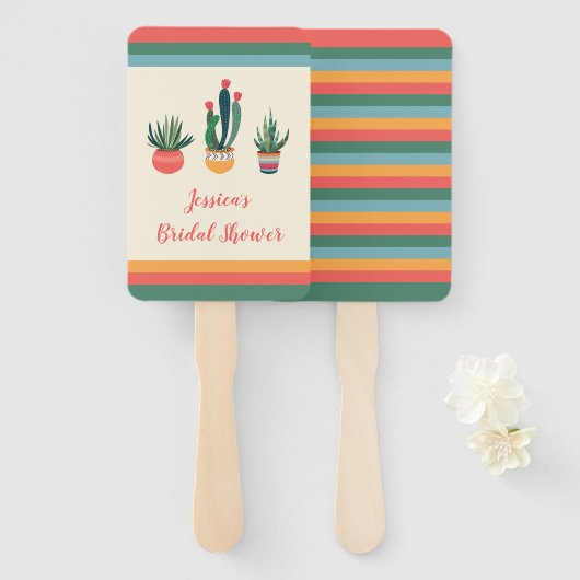 Cactussen Succulent Vrijgezellenfeest Hand Fan Handwaaier (Voorkant en achterkant)