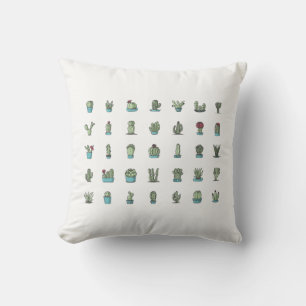 Cactussen Succulenten Planten Handgetekend Botanis Kussen