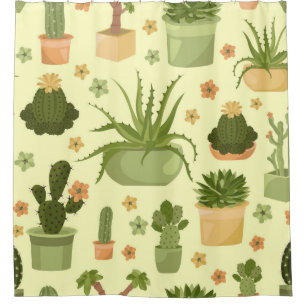Cactussen, vetplanten:  kamerplanten. douchegordijn