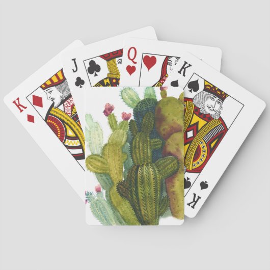 Cactussen, vetplanten:  waterverf. pokerkaarten (Achterkant)
