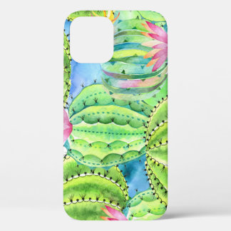Cactussen Waterverf: Bloemen Zomer Ornament. iPhone 12 Hoesje