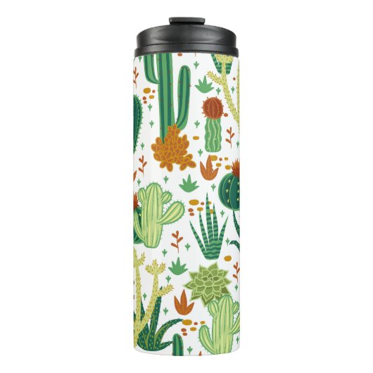 Cactussen witte achtergrond: graphics. thermosbeker (Voorkant)