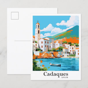 Cadaques Spanje Vintage Travel Portrait Briefkaart