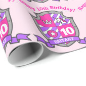 Cadeau 10e anniversaire violet unicorn bouclier papier de (Coin rond)