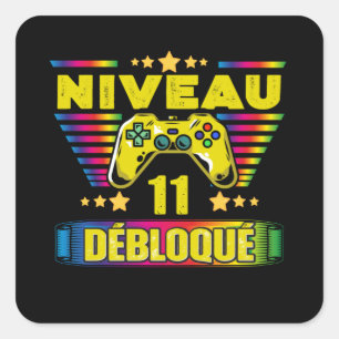 Cadeau 11 ans Anniversaire Gamer Niveau 11 Vierkante Sticker