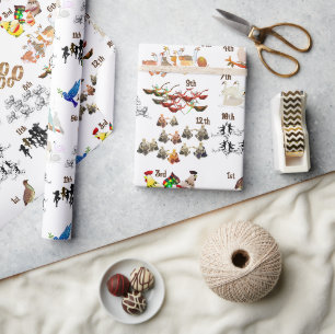Cadeau 12 Douze Jours de Noël Papier de Soie