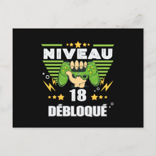 Cadeau 18 ans Anniversaire Gamer Niveau 18 Briefkaart