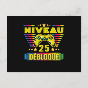 Cadeau 25 ans Anniversaire Gamer Niveau 25 Briefkaart