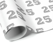 Cadeau 25e anniversaire d'argent papier d'enveloppement d (Coin rond)