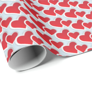Cadeau 2 Coeurs de papier rouge dans un Motif répétitif
