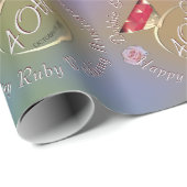 Cadeau 40e année de Mariage Ruby papier d'enveloppement (Coin rond)