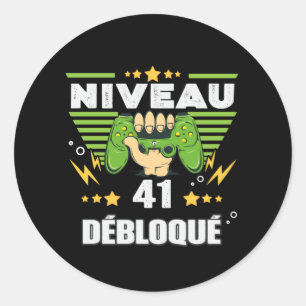 Cadeau 41 ans Anniversaire Gamer Niveau 41 Ronde Sticker