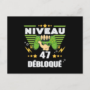 Cadeau 47 ans Anniversaire Gamer Niveau 47 Briefkaart