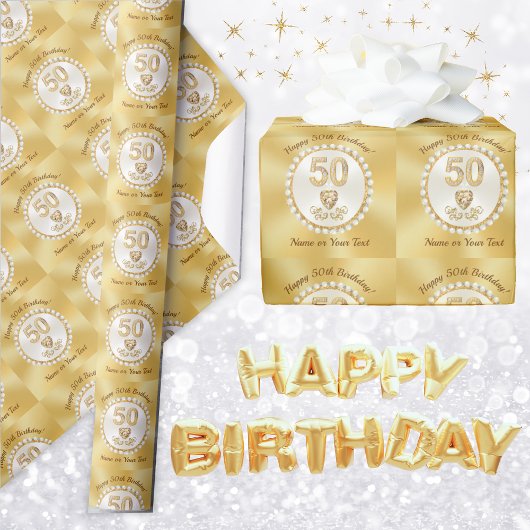 Cadeau 50e Anniversaire de papier d'enveloppement, pour e