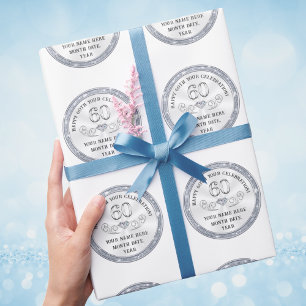 Cadeau 60e anniversaire Rouleau de papier d'emballage, ou