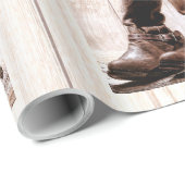 Cadeau 60lb Wrapping Papier Rouleau bottes pays rustique  (Coin rond)