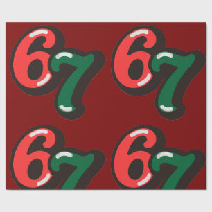 Cadeau 67 Papier d'emballage de Noël drôle rouge et vert