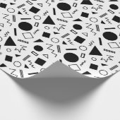 Cadeau 80s 90s Black & White Shapes Wrapping Papier (Coin)